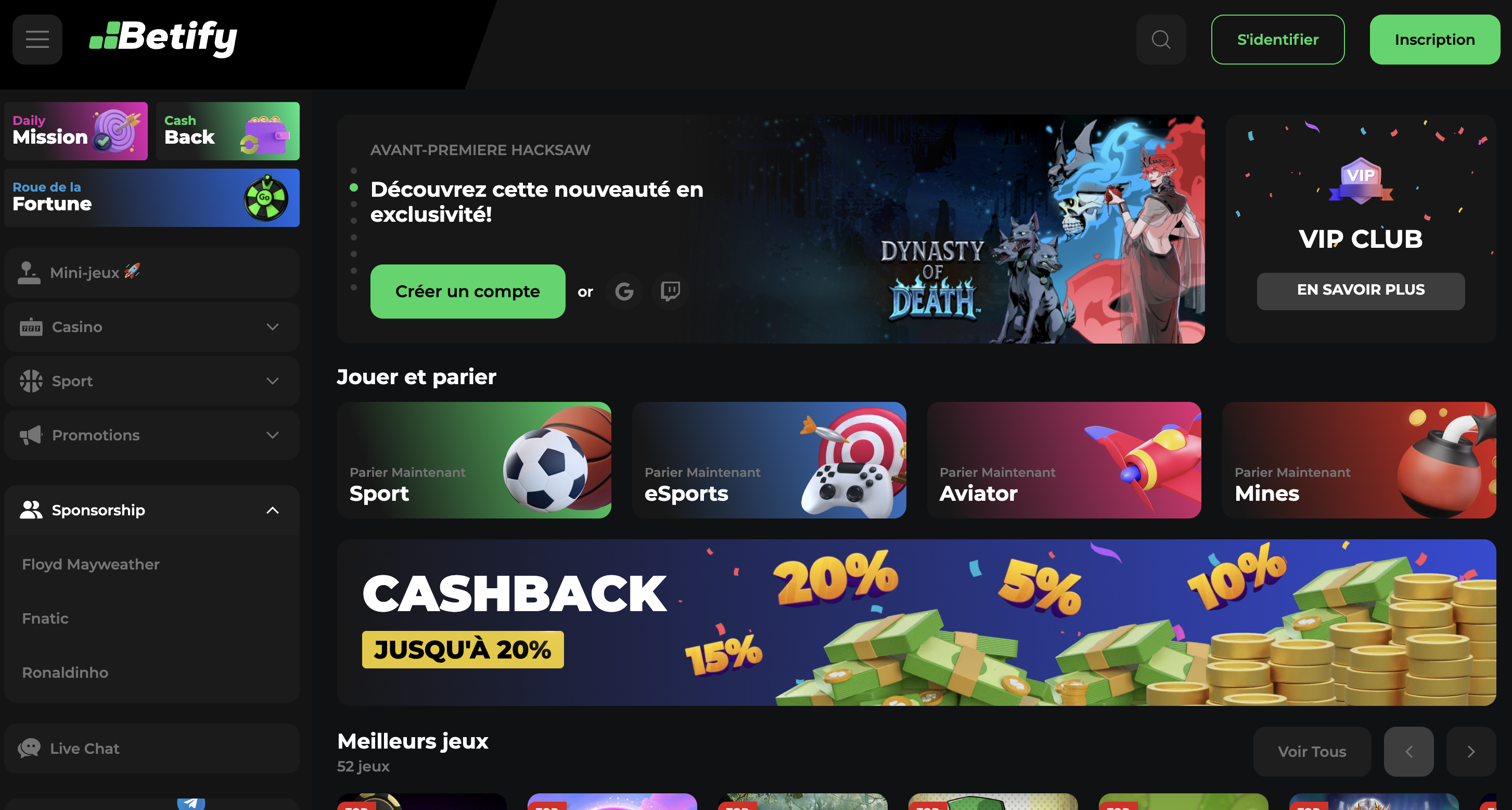 Betify bonus sans dépôt nouveau casino