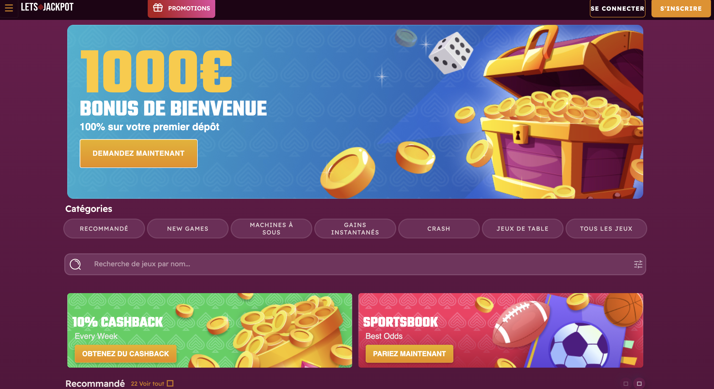 LetsJackpot casino avec bonus sans depot