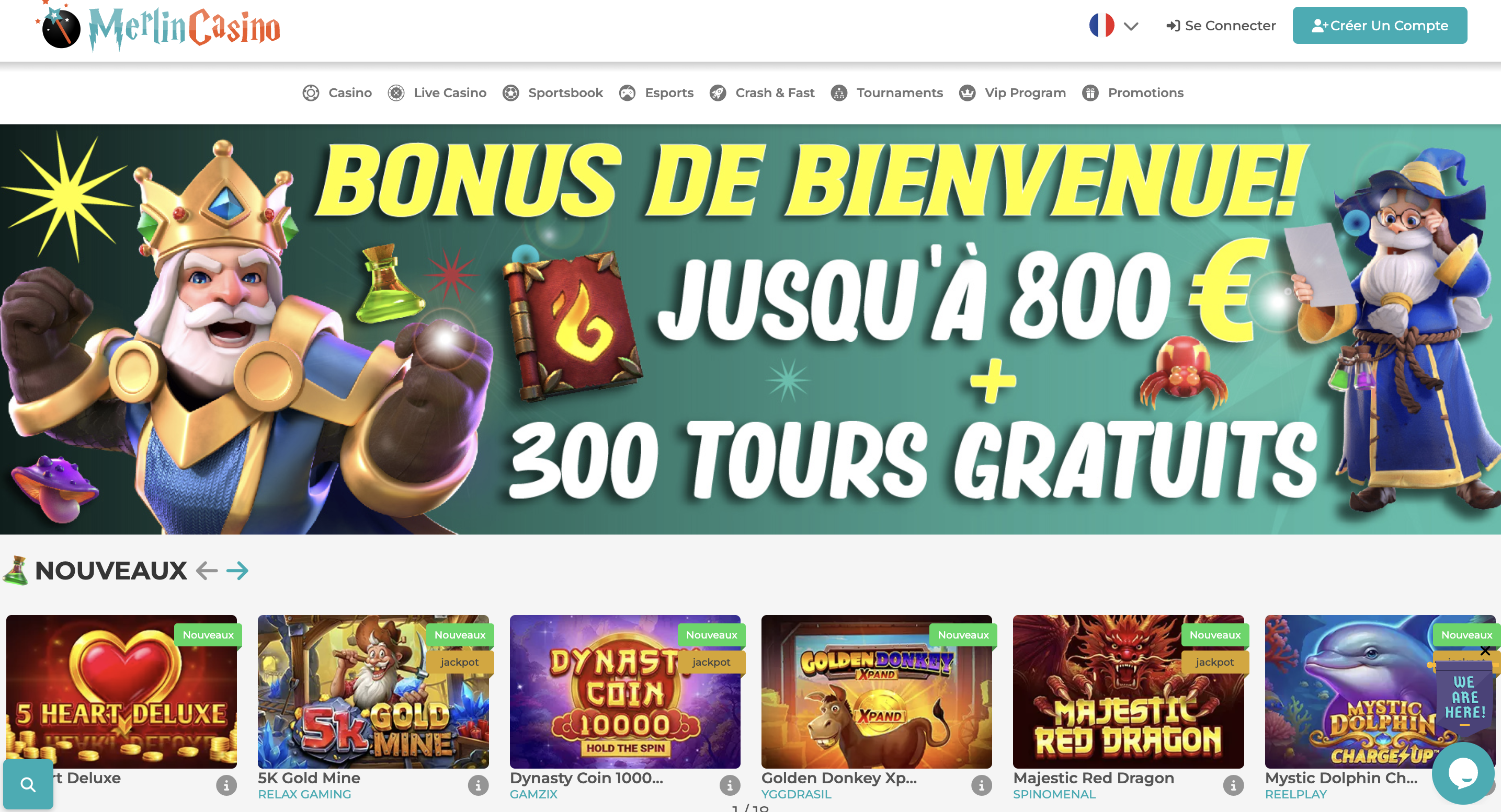 MerlinCasino bonus sans dépôt nouveau casino